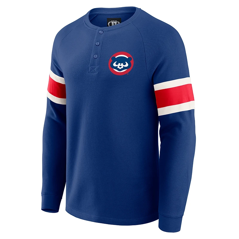T-shirt Henley à manches longues raglan en tricot gaufré pour homme de la collection Darius Rucker par Fanatics Royal Chicago Cubs
