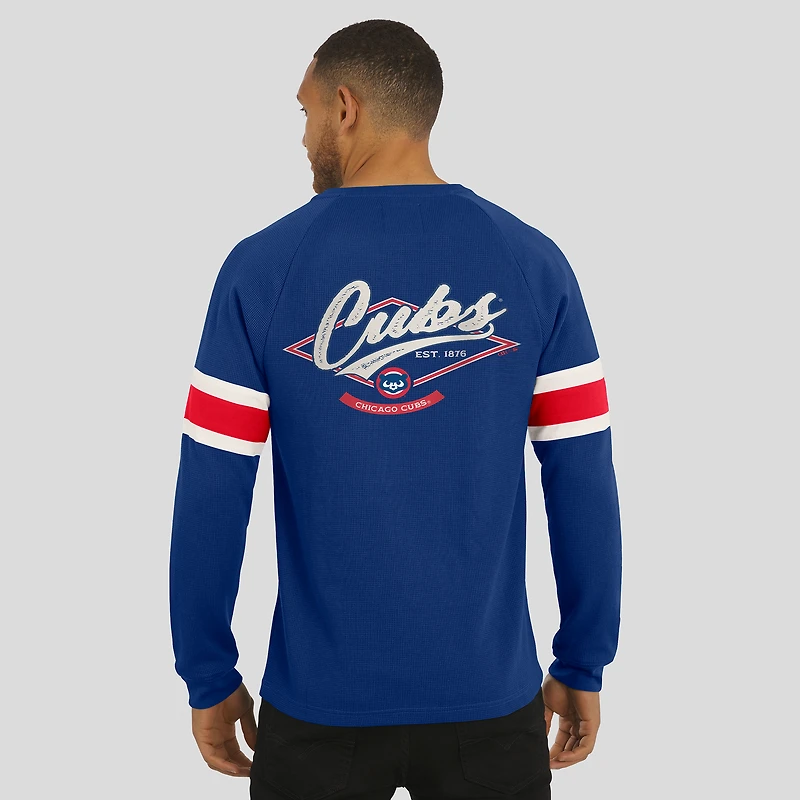 T-shirt Henley à manches longues raglan en tricot gaufré pour homme de la collection Darius Rucker par Fanatics Royal Chicago Cubs