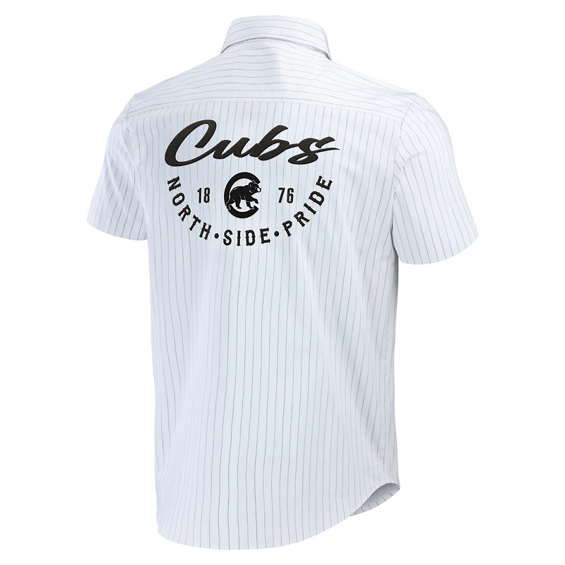 Collection Darius Rucker pour hommes par Fanatics Chemise boutonnée à manches courtes blanche rayures épingles des Chicago Cubs
