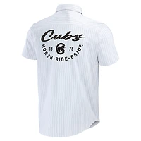 Collection Darius Rucker pour hommes par Fanatics Chemise boutonnée à manches courtes blanche rayures épingles des Chicago Cubs