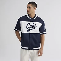 Men's Fanatics Athletic Navy Chicago Cubs Iconic Full-Snap Short Sleeve Satin Warm-Up