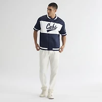 Men's Fanatics Athletic Navy Chicago Cubs Iconic Full-Snap Short Sleeve Satin Warm-Up
