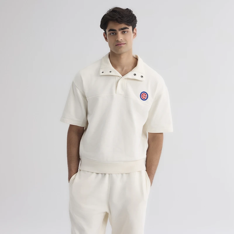 Men's Fanatics Bisque Chicago Cubs Iconic Short Sleeve Mock Neck Pullover