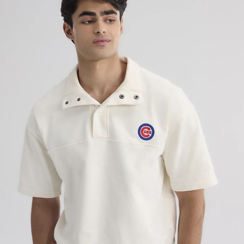 Men's Fanatics Bisque Chicago Cubs Iconic Short Sleeve Mock Neck Pullover