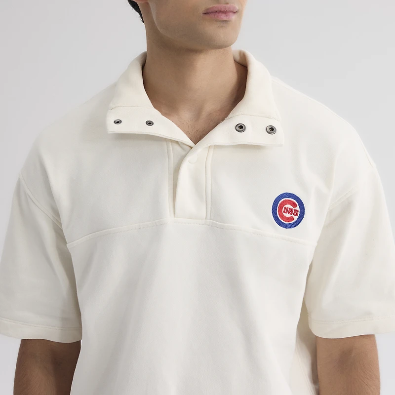 Men's Fanatics Bisque Chicago Cubs Iconic Short Sleeve Mock Neck Pullover
