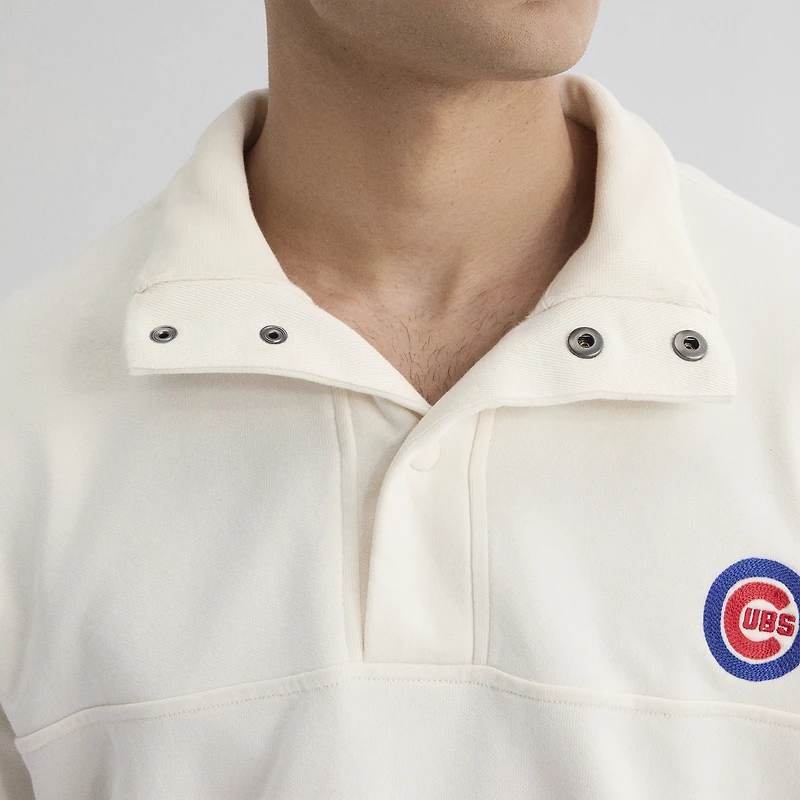 Men's Fanatics Bisque Chicago Cubs Iconic Short Sleeve Mock Neck Pullover