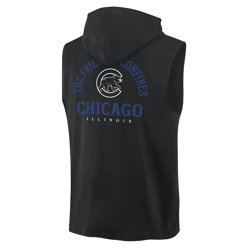 Men's Fanatics Black Chicago Cubs Fire Speed Sleeveless Pullover Hoodie