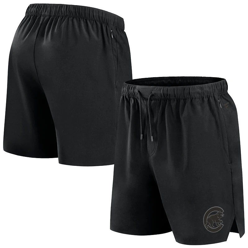 Short Fanatics noir pour homme, style micro ton sur ton, des Chicago Cubs