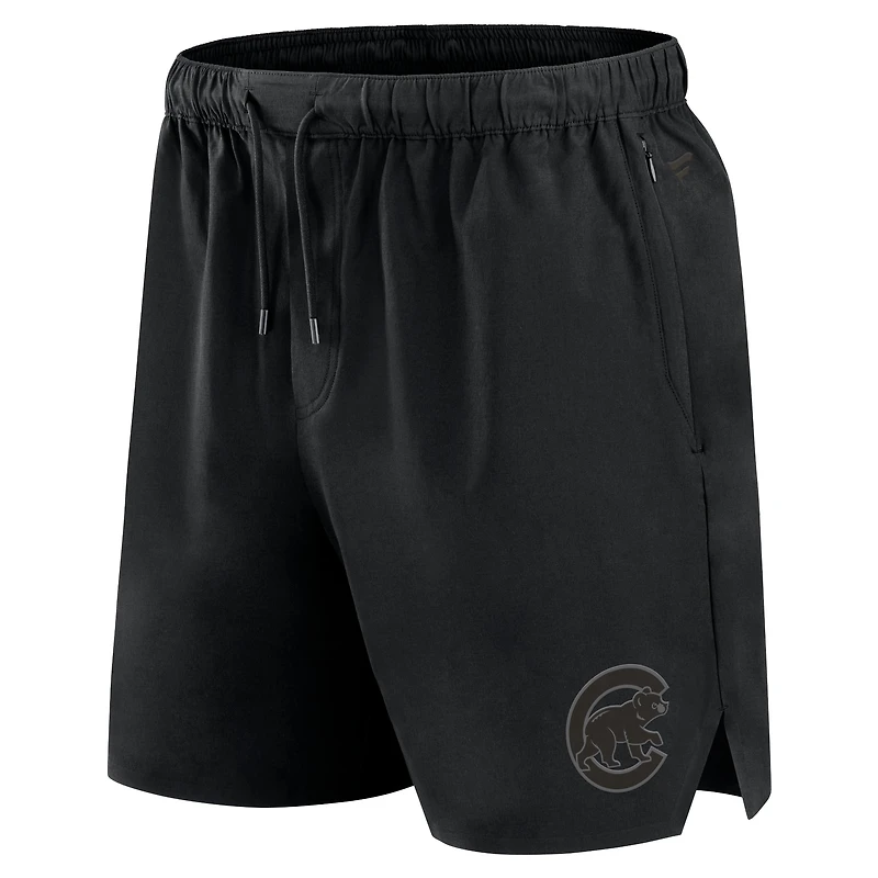 Short Fanatics noir pour homme, style micro ton sur ton, des Chicago Cubs