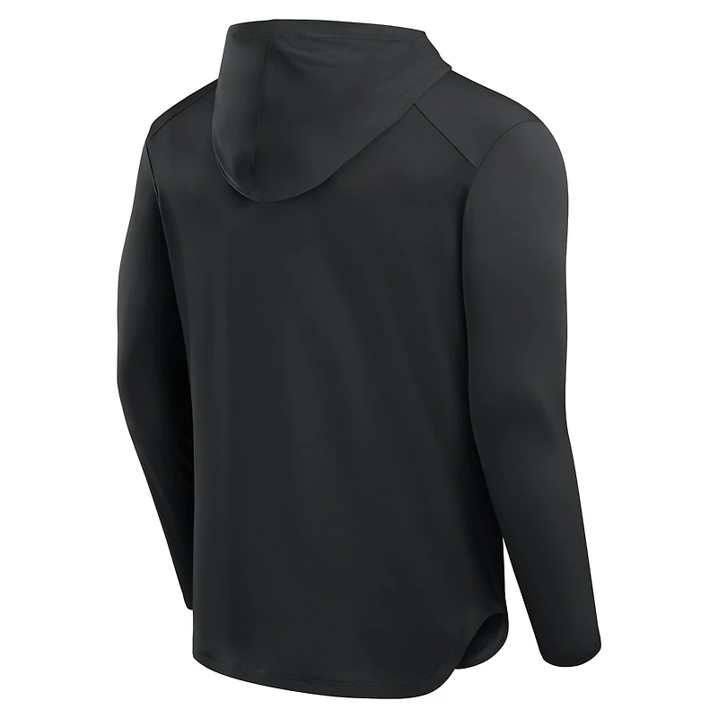 Men's Fanatics Black Chicago Cubs Front Office Power Mono Long Sleeve Hoodie T-Shirt
