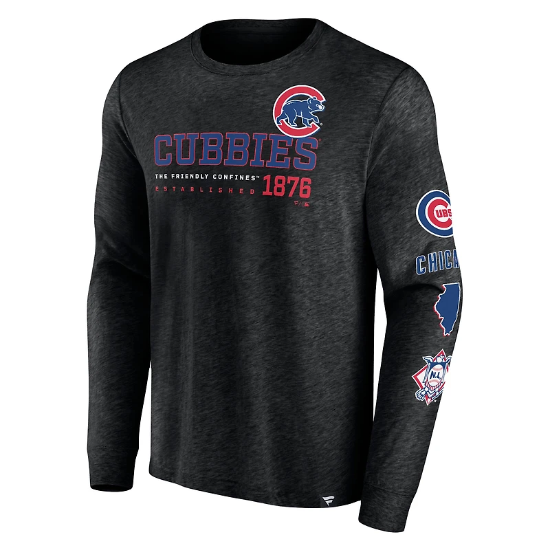 Pichet High Whip Fanatics noir des Chicago Cubs pour hommes - T-shirt à manches longues