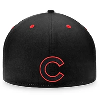 Casquette ajustée noire avec le mot-symbole emblématique des Chicago Cubs Fanatics pour hommes
