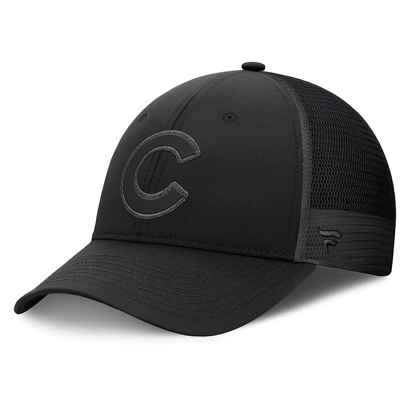 Casquette de camionneur ajustable noire Fanatics pour hommes des Chicago Cubs
