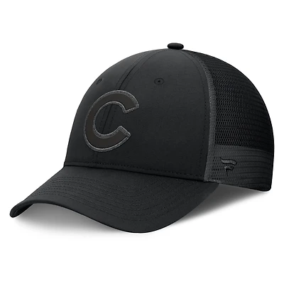 Casquette de camionneur ajustable noire Fanatics pour hommes des Chicago Cubs