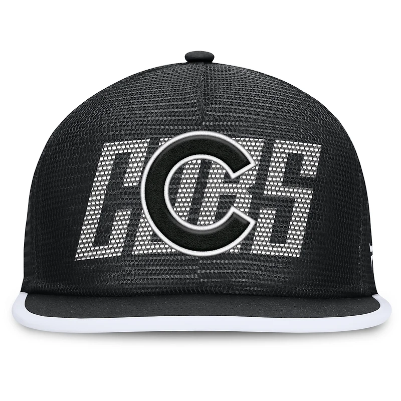 Men's Fanatics Black Chicago Cubs Let's Glow Line Drive Snapback Hat