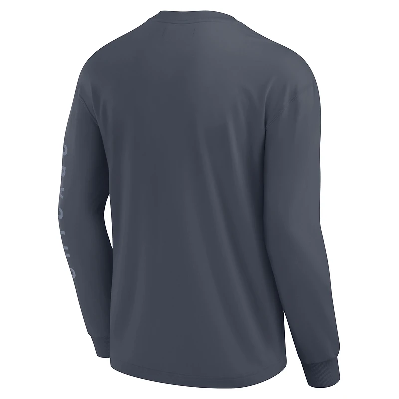 T-shirt à manches longues Fanatics bleu pour homme, Chicago Cubs Elements Future Ground, avec informations tonales