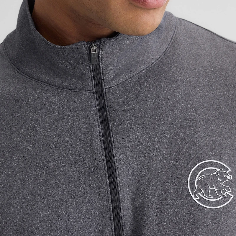 Pull à col zippé Fanatics pour homme, couleur anthracite, Chicago Cubs Clutch