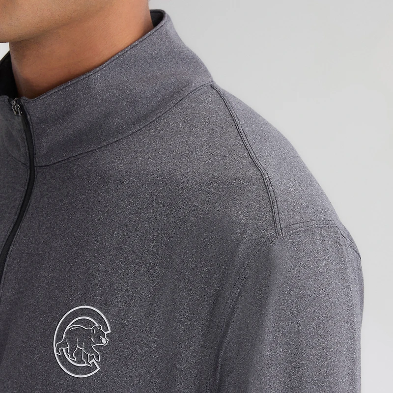 Pull à col zippé Fanatics pour homme, couleur anthracite, Chicago Cubs Clutch