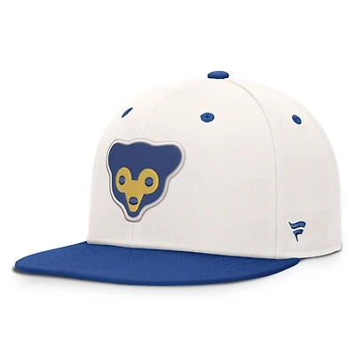 Casquette snapback Fanatics crème/bleu roi Chicago Cubs Heritage Ballpark pour homme
