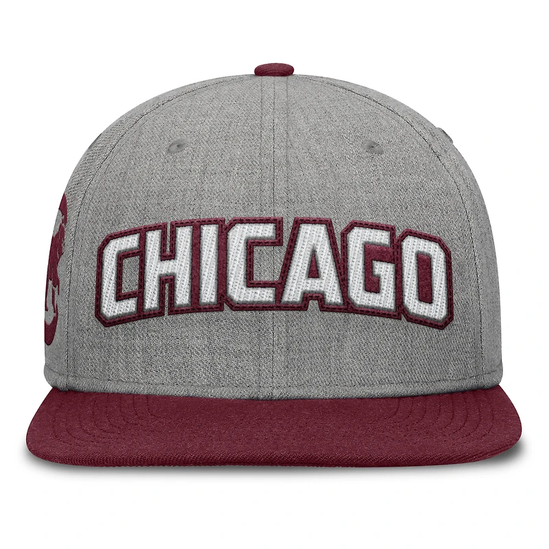 Casquette Snapback en feutre à point de chaînette Fanatics gris/marron pour homme des Chicago Cubs Elements