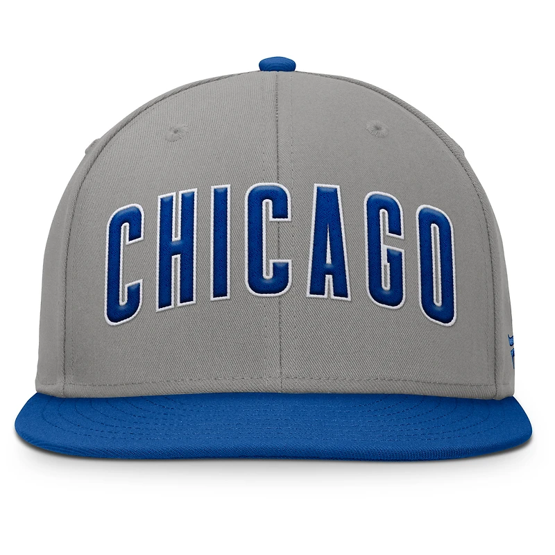 Casquette ajustée Fanatics pour homme gris/bleu royal Chicago Cubs Clubhouse Dugout