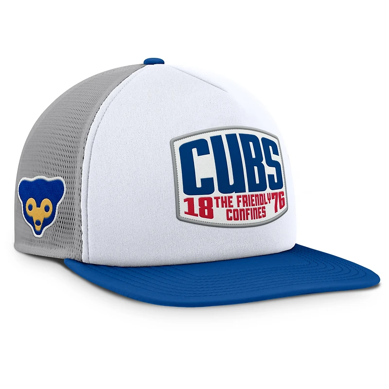 Men's Fanatics Gray/White Chicago Cubs Cranked Foam Front Patch Trucker Adjustable Hat