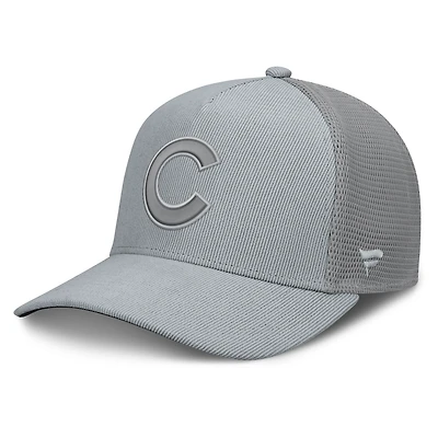 Men's Fanatics Gray Chicago Cubs Corduroy Relief Trucker Adjustable Hat