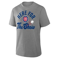 T-shirt tri-blend nostalgique gris chiné Fanatics pour homme des Chicago Cubs