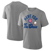 T-shirt tri-blend nostalgique gris chiné Fanatics pour homme des Chicago Cubs