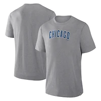 Men's Fanatics Heather Gray Chicago Cubs Play Tribute Tri-Blend T-Shirt