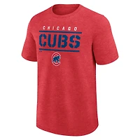 Men's Fanatics Heather Red Chicago Cubs Top Notch T-Shirt