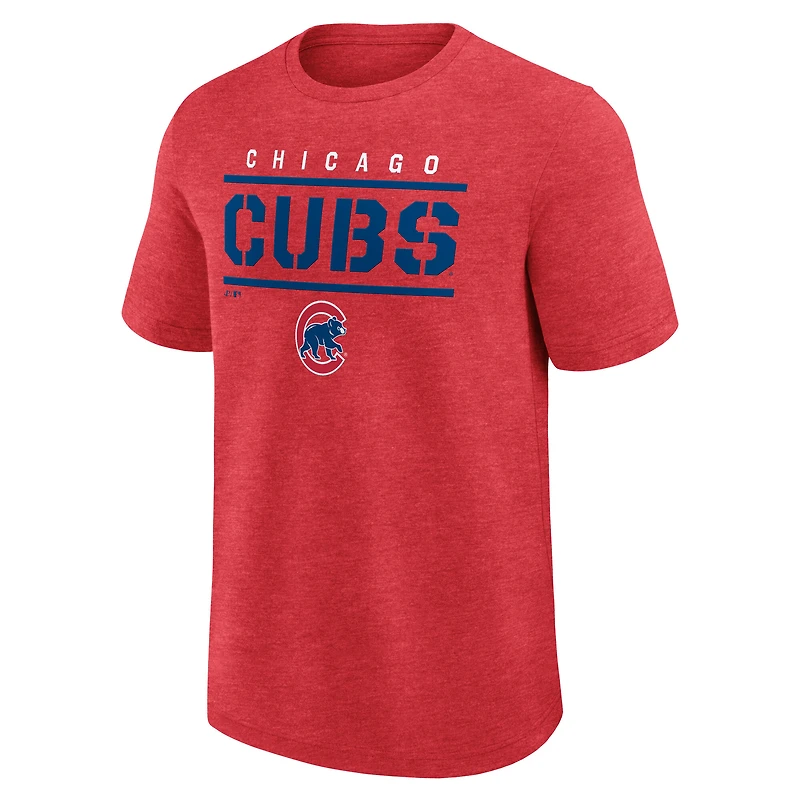 T-shirt Fanatics pour homme, rouge chiné, de qualité supérieure, des Chicago Cubs