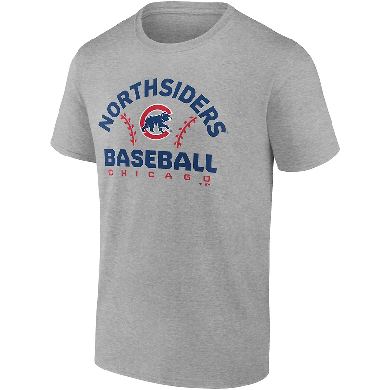Men's Fanatics Heathered Gray Chicago Cubs Iconic Go for Two T-Shirt