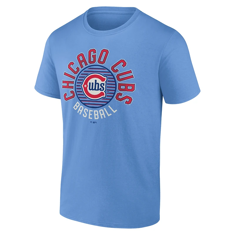 T-shirt Fanatics bleu clair pour homme, motif Alt Circle des Chicago Cubs