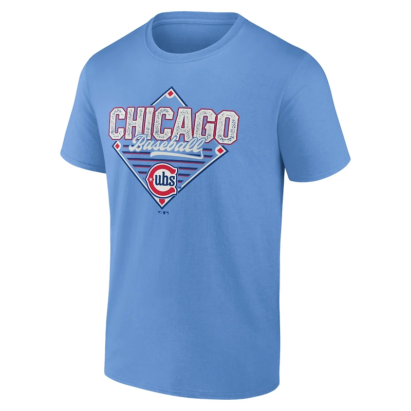 T-shirt Fanatics bleu clair pour homme, motif diamant alternatif des Chicago Cubs
