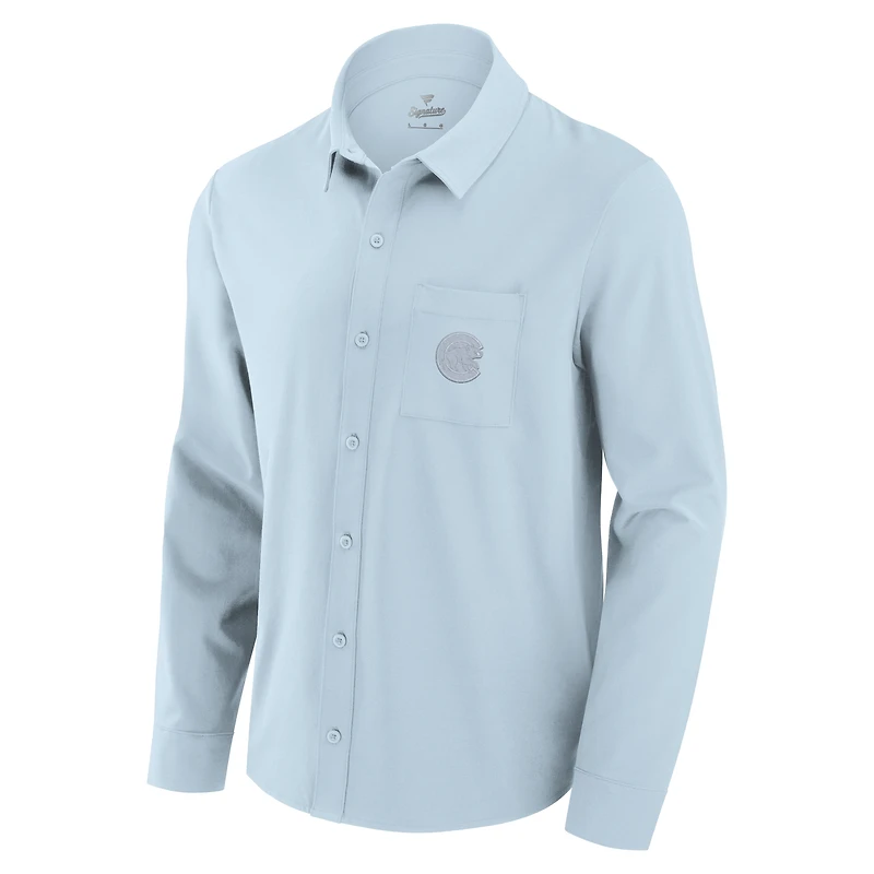 Men's Fanatics Light Blue Chicago Cubs Front Office Long Sleeve Button-Up Shirt