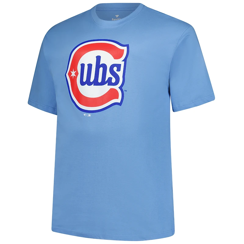 T-shirt Fanatics Pete Crow-Armstrong bleu clair pour homme, grand et grand, avec nom numéro des Chicago Cubs
