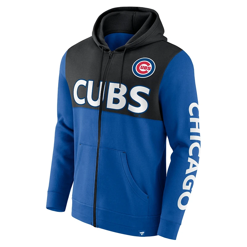 Sweat à capuche entièrement zippé Fanatics Royal/Black Chicago Cubs Ace pour hommes