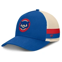 Men's Fanatics Royal/Natural Chicago Cubs Inherited Side Stripe Trucker Adjustable Hat