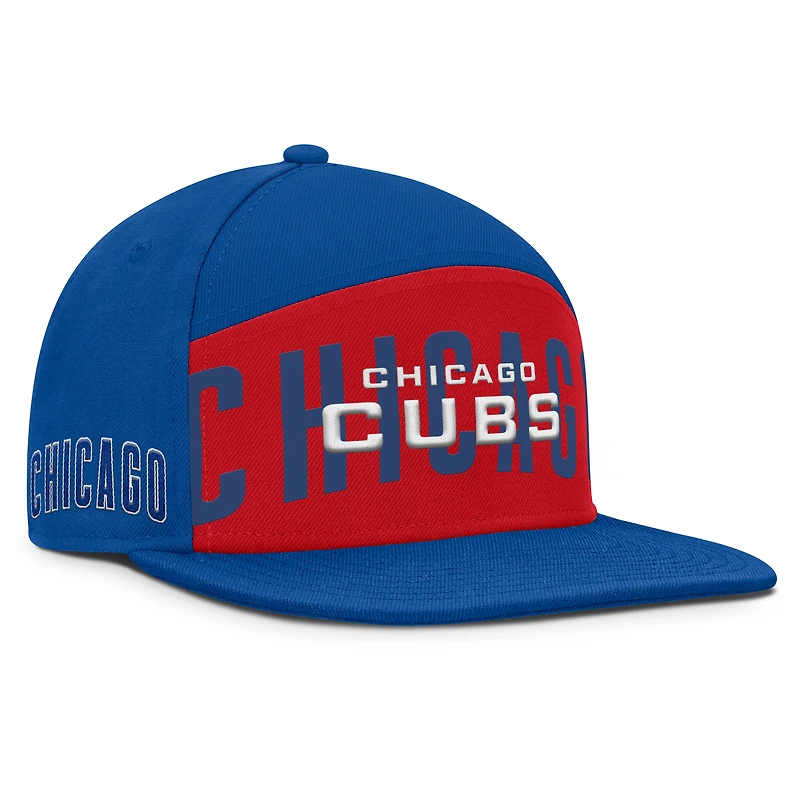 Casquette Snapback Fanatics Royal/Red Chicago Cubs Clubhouse Splitter pour homme