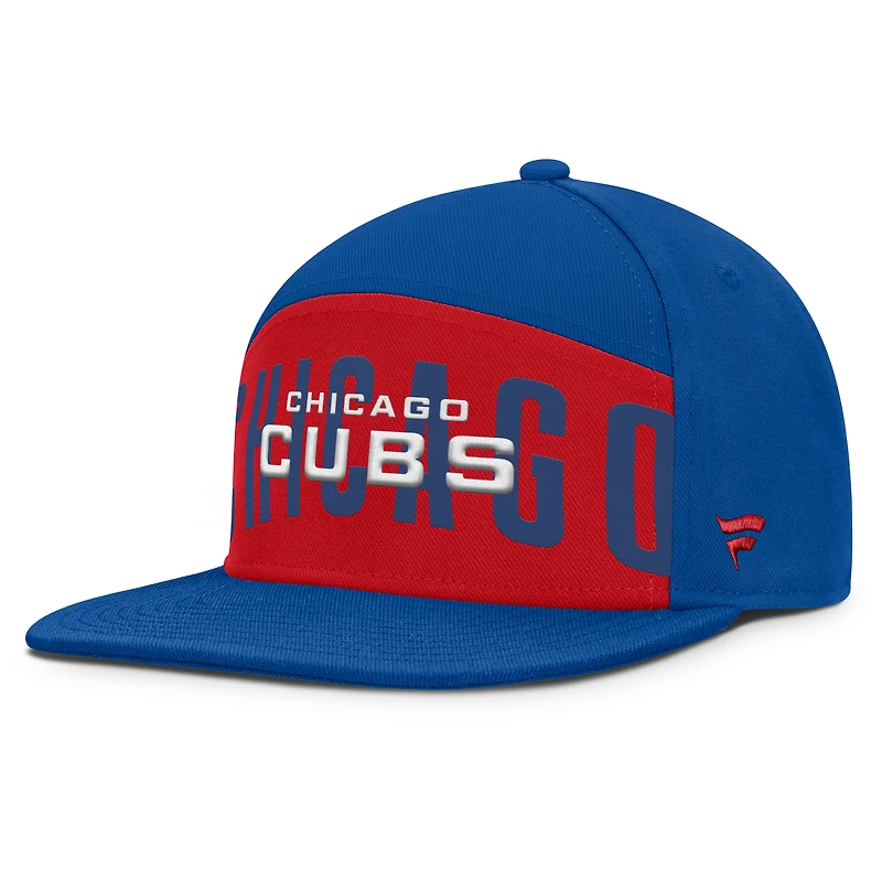 Casquette Snapback Fanatics Royal/Red Chicago Cubs Clubhouse Splitter pour homme
