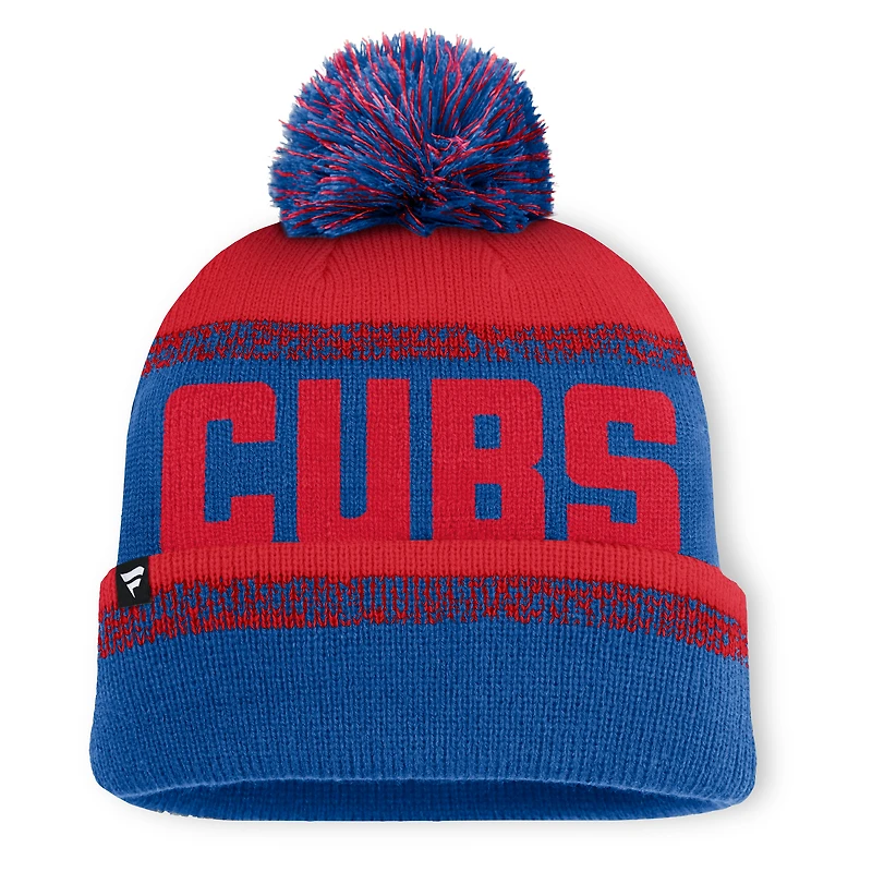 Bonnet en tricot à revers et pompon No-Doubter des Chicago Cubs, bleu royal/rouge, Fanatics pour homme