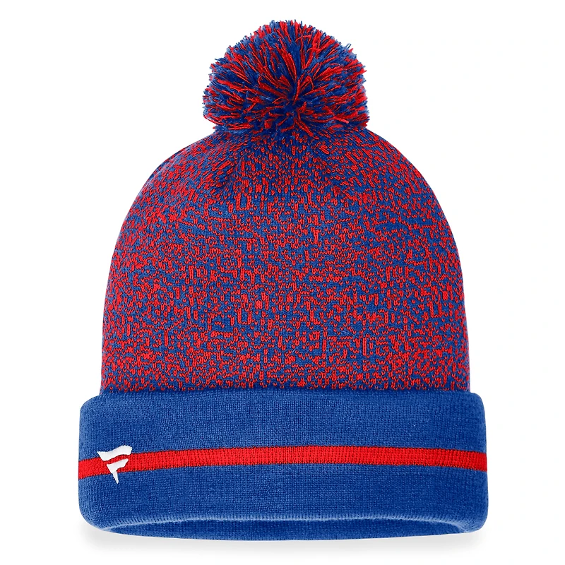 Men's Fanatics Royal/Red Chicago Cubs Space-Dye Cuffed Knit Hat with Pom