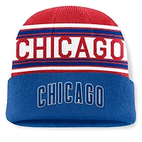 Men's Fanatics Royal Chicago Cubs Fundamental Team Stripe Cuffed Knit Hat
