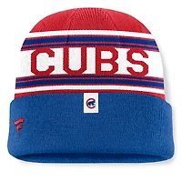 Bonnet en tricot à revers Fanatics Royal Chicago Cubs Fundamental Team Stripe pour homme