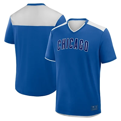 T-shirt col V Fanatics Royal Chicago Cubs Walk Off pour homme