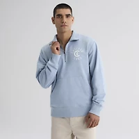 Sweat-shirt à col zippé bleu ciel emblématique des Cubs de Chicago Fanatics pour homme