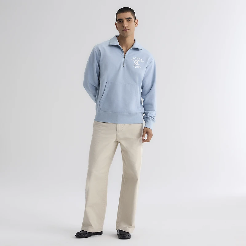 Men's Fanatics Sky Blue Chicago Cubs Iconic Terry Quarter-Zip Sweatshirt