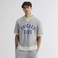 Men's Fanatics Steel Heather Chicago Cubs Iconic Terry Short Sleeve Sweatshirt