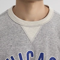 Men's Fanatics Steel Heather Chicago Cubs Iconic Terry Short Sleeve Sweatshirt
